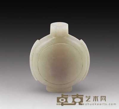 清 青白玉鼓式烟壶 高5cm